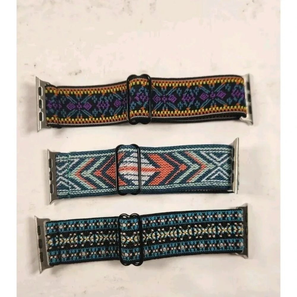 Three Elastic‎ Patterned Apple Watch Bands (6B5)